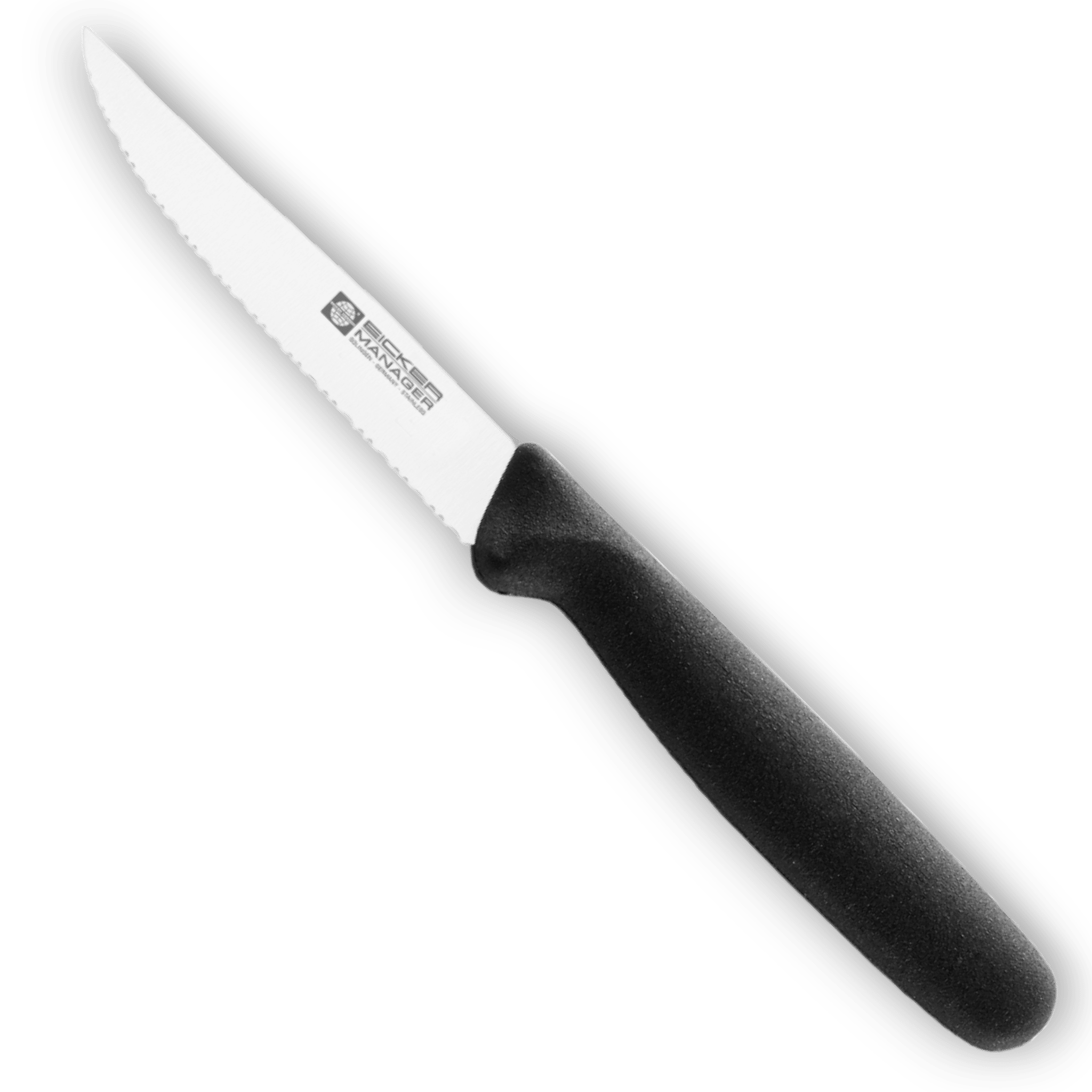Eicker Steakmesser Manager schneidet saftiges Ribeye – präzise Klinge im Einsatz