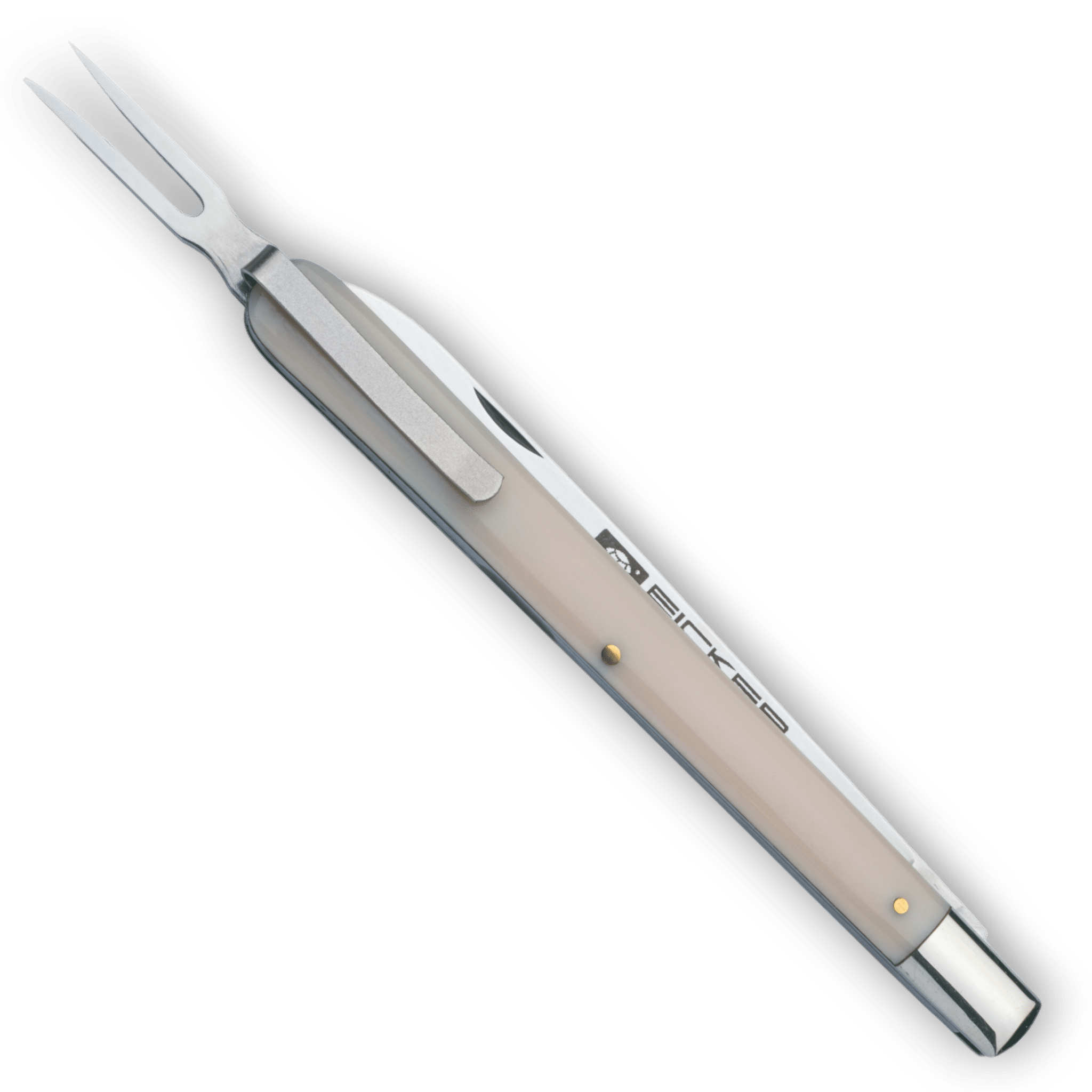 EICKER Wurstprobiermesser mit Clip und Gabel – Edelstahlklinge und ergonomischer Griff