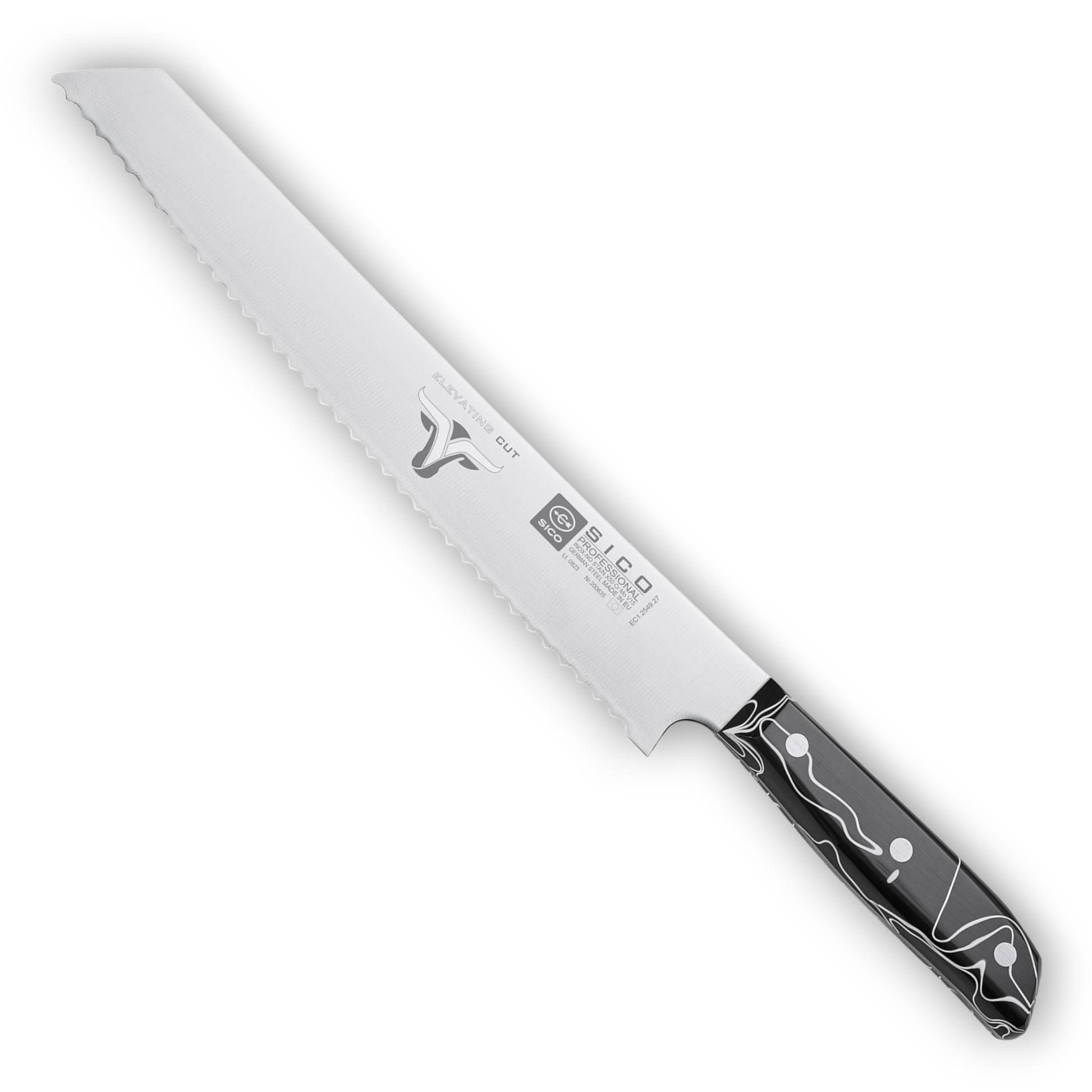 SICO Brotmesser mit gezahnter Edelstahlklinge (X50CrMoV15) und Acrylgriff. Mühelos durch Brot & Baguette. In 5 Farbvarianten.