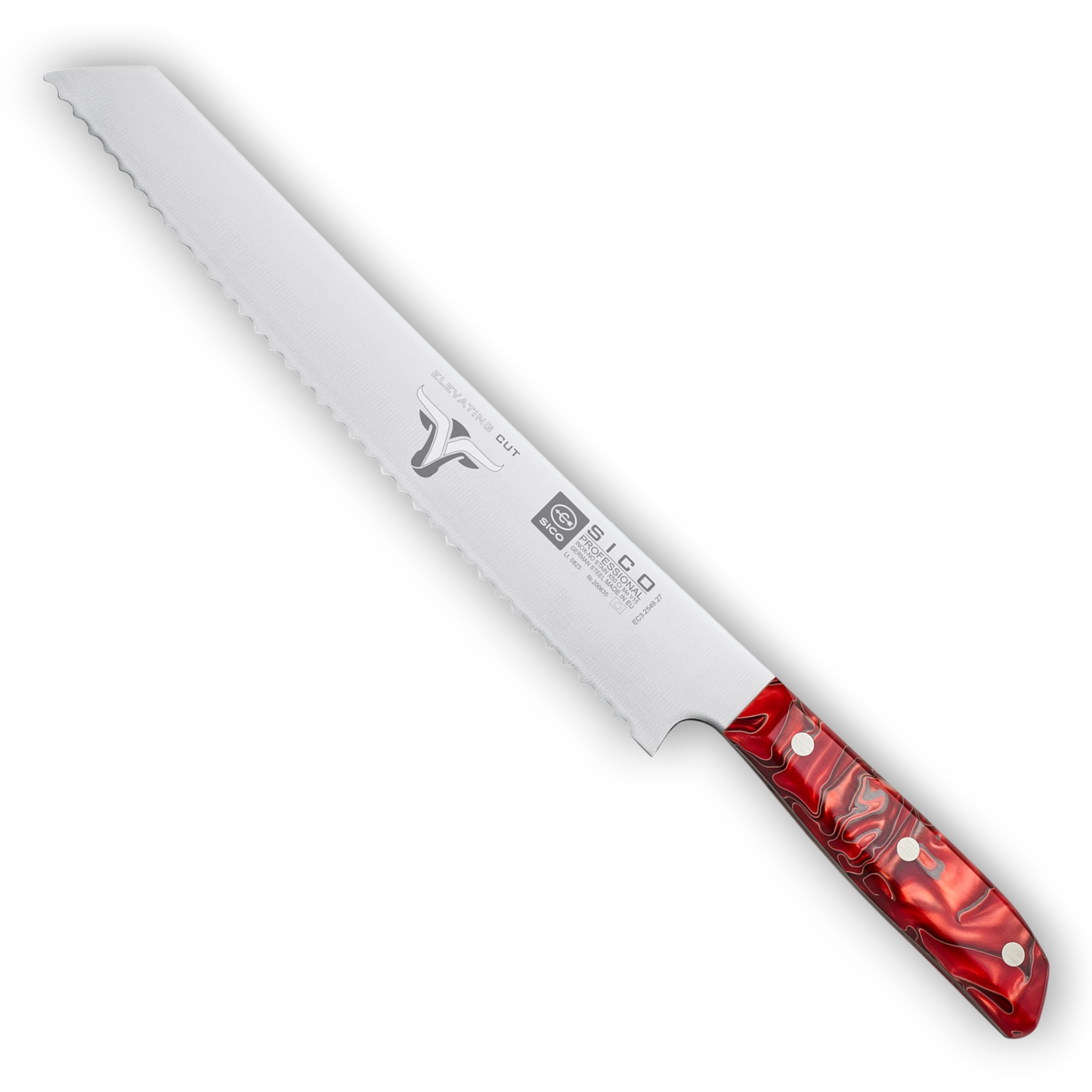 SICO Brotmesser mit gezahnter Edelstahlklinge (X50CrMoV15) und Acrylgriff. Mühelos durch Brot & Baguette. In 5 Farbvarianten.