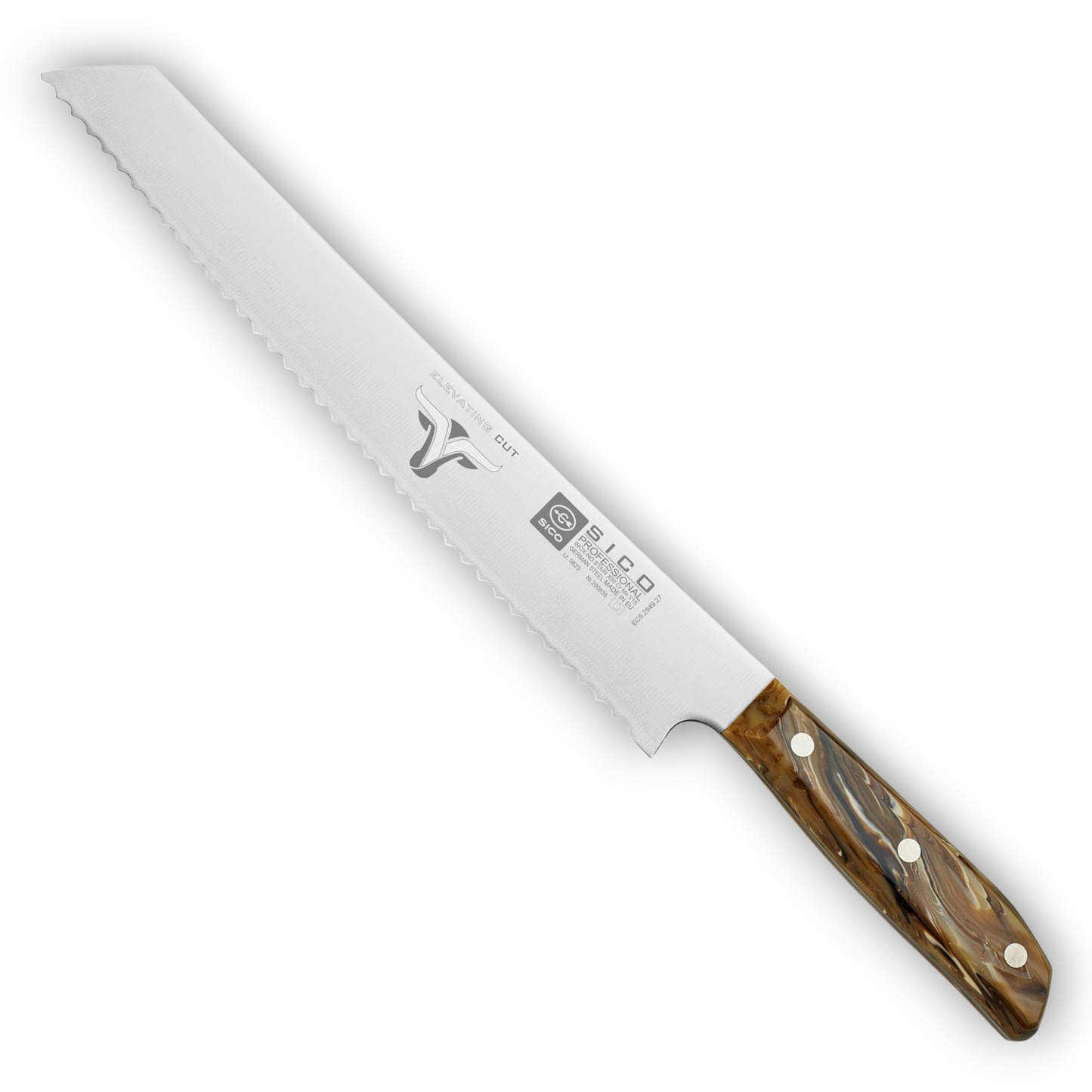 SICO Brotmesser mit gezahnter Edelstahlklinge (X50CrMoV15) und Acrylgriff. Mühelos durch Brot & Baguette. In 5 Farbvarianten.