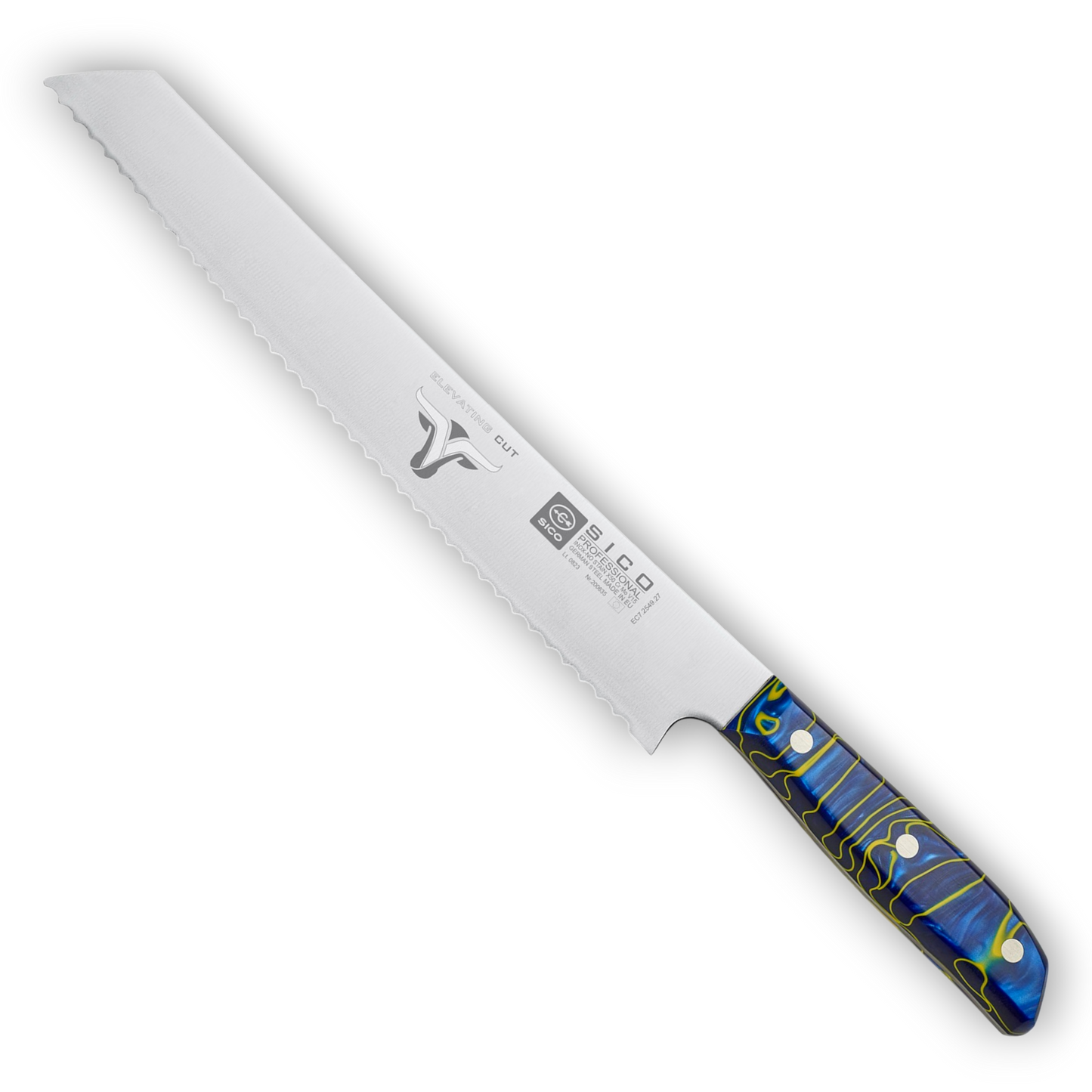 SICO Brotmesser mit gezahnter Edelstahlklinge (X50CrMoV15) und Acrylgriff. Mühelos durch Brot & Baguette. In 5 Farbvarianten.
