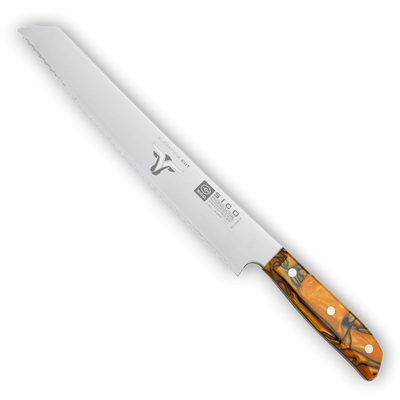  vSICO Brotmesser mit gezahnter Edelstahlklinge (X50CrMoV15) und Acrylgriff. Mühelos durch Brot & Baguette. In 5 Farbvarianten.