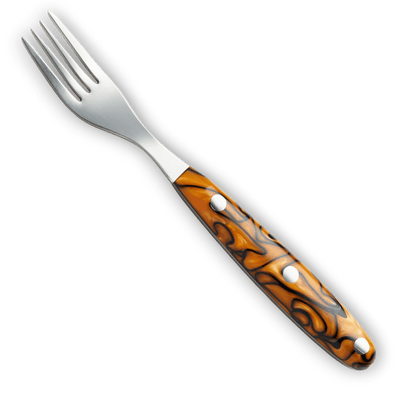 Detailansicht des ergonomischen Acrylgriffs der SICO Steakgabel