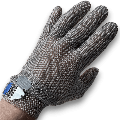 Stechschutzhandschuh Falcon aus Edelstahl mit Hakenverschluss und Stulpe