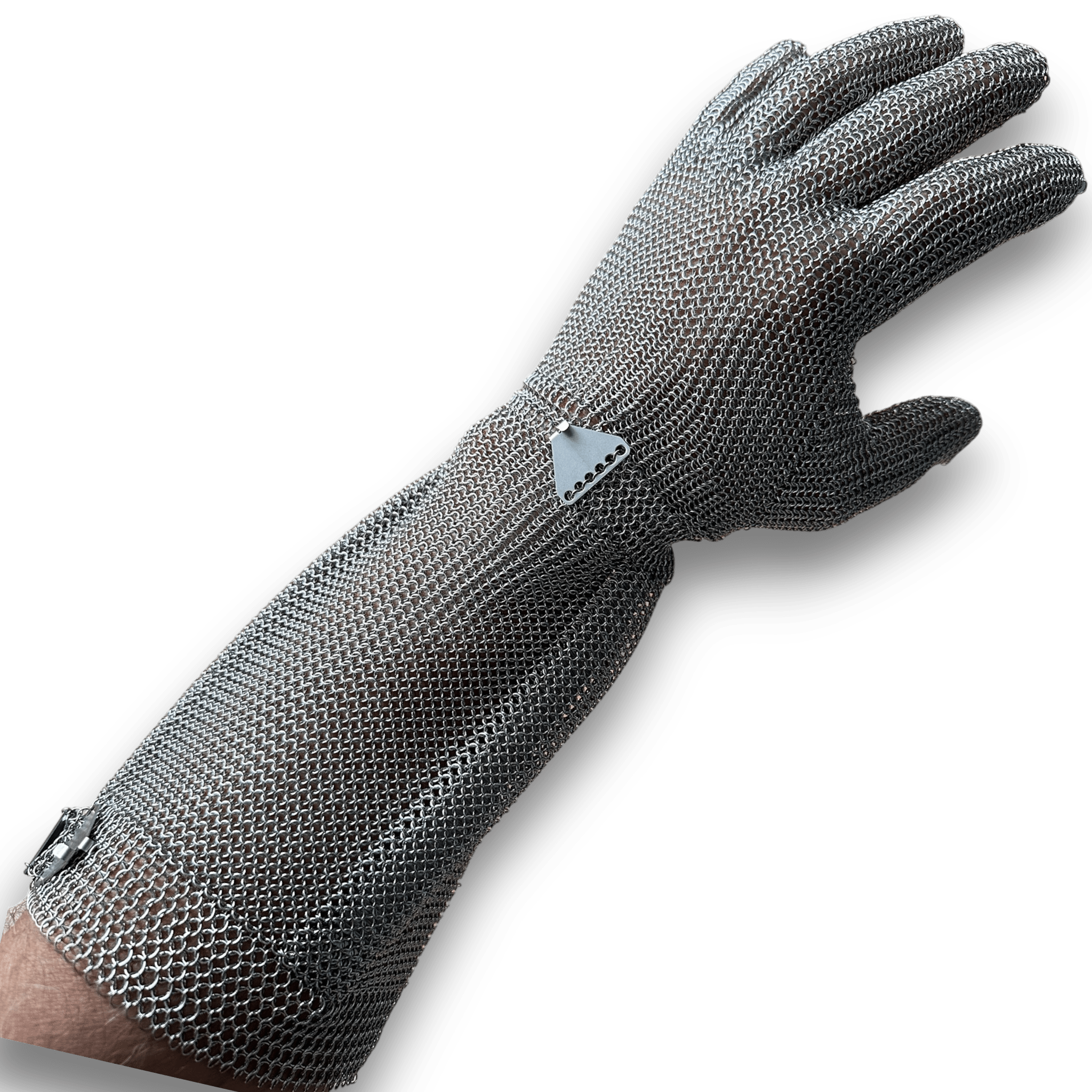 Stechschutzhandschuh Falcon aus Edelstahl mit Hakenverschluss und Stulpe
